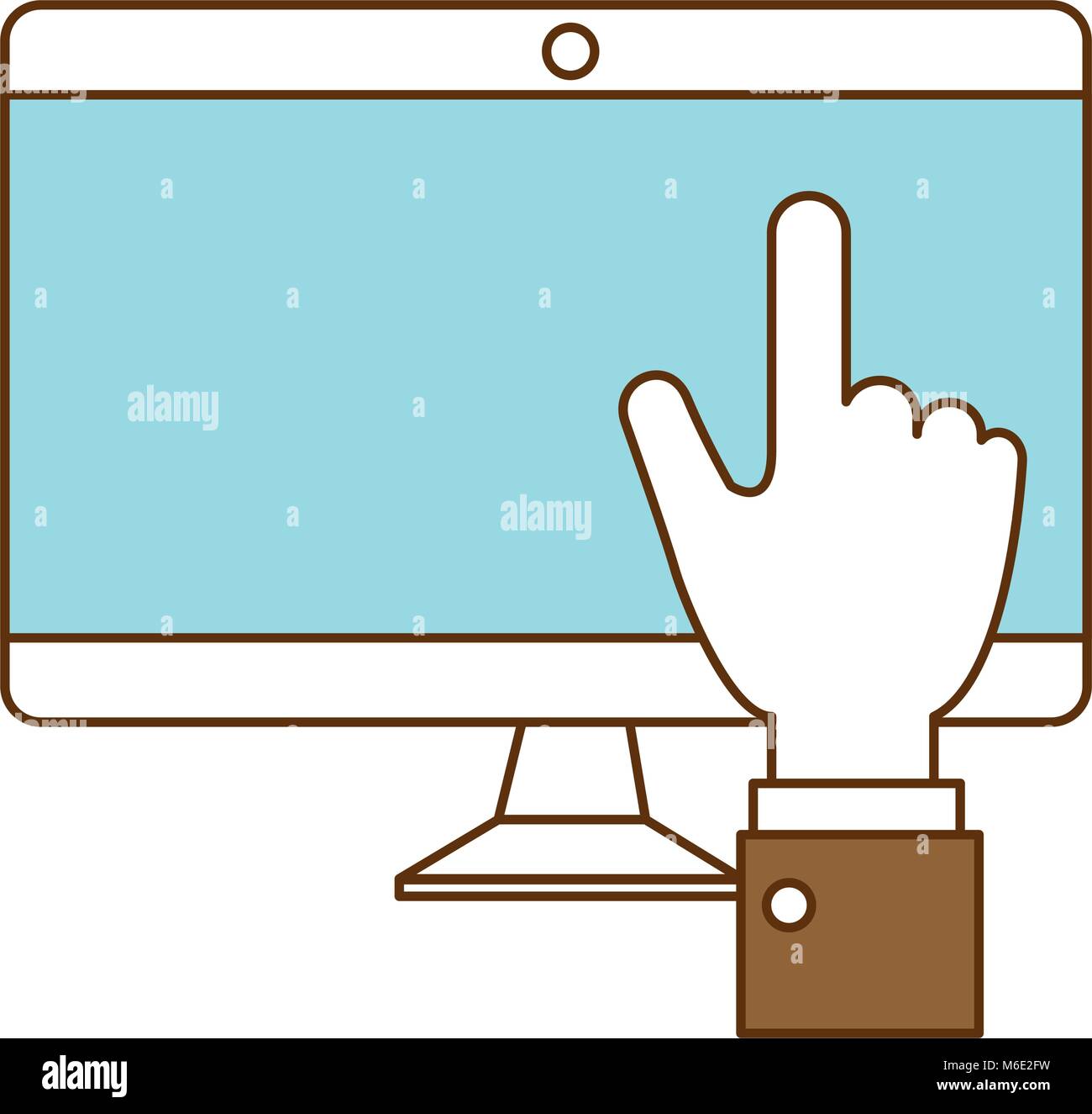 computer display with hand touching Stock Vector Image & Art - Alamy