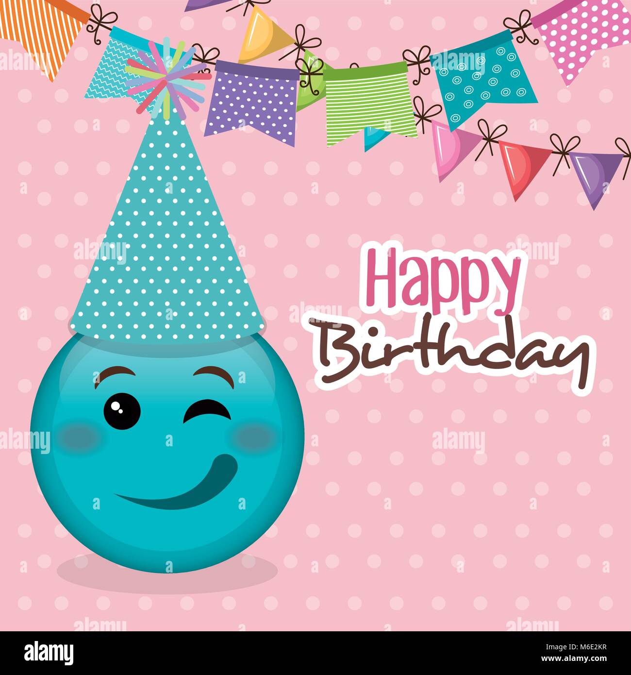 happy birthday card with emoticon Stock Vector Image & Art - Alamy