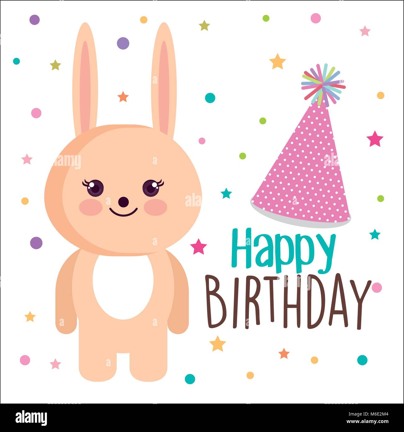 happy birthday card with bunny character Stock Vector Image & Art - Alamy