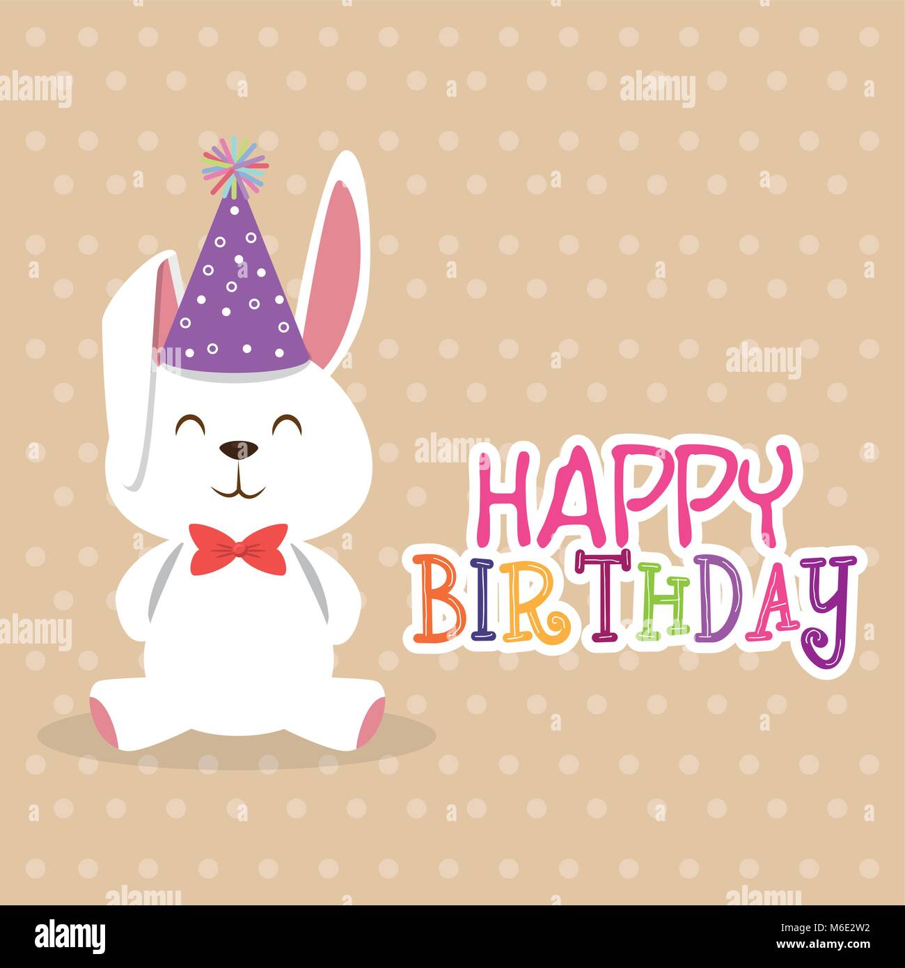 happy birthday card with bunny character Stock Vector Image & Art - Alamy