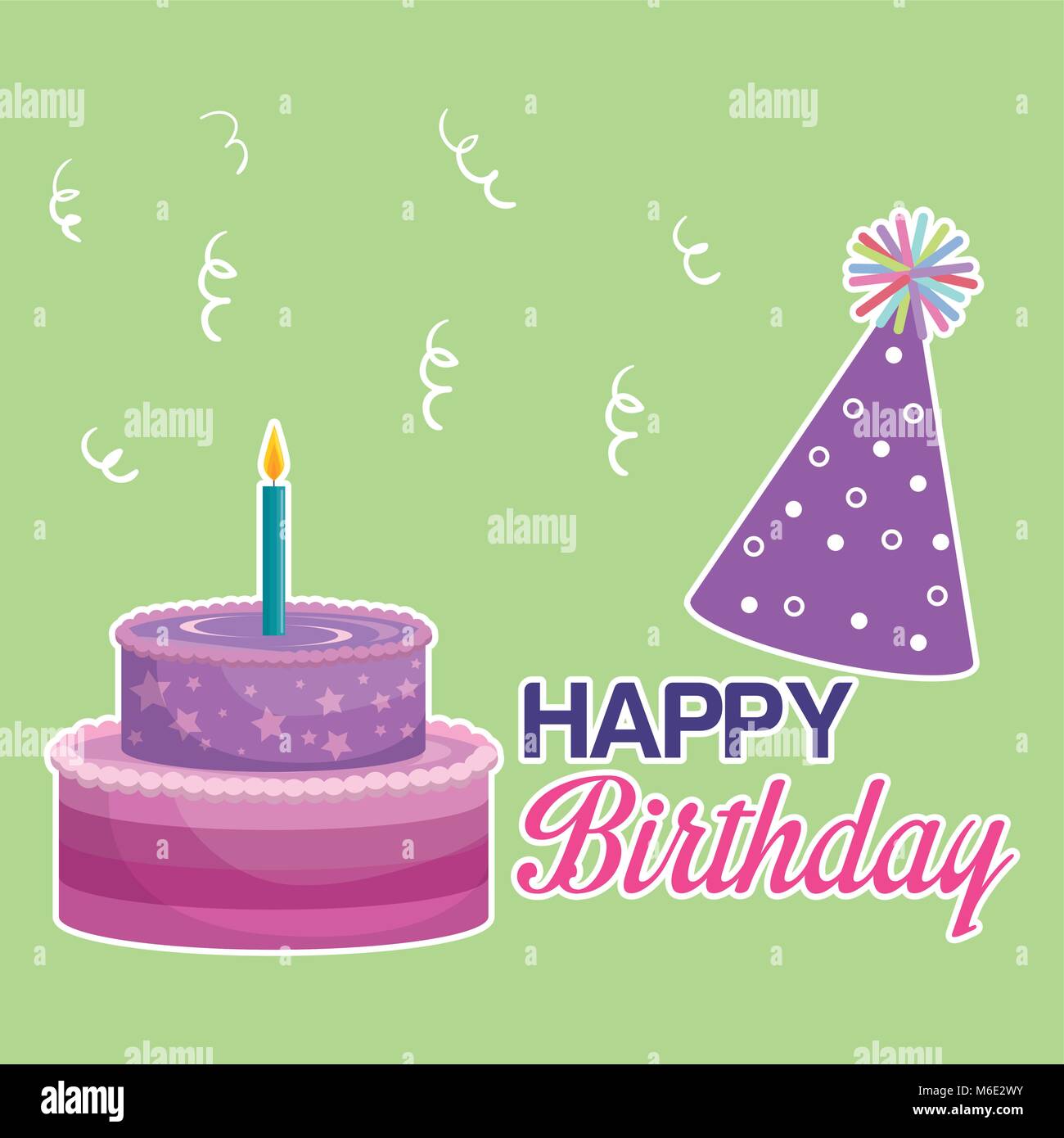 happy birthday card with sweet cake Stock Vector Image & Art - Alamy