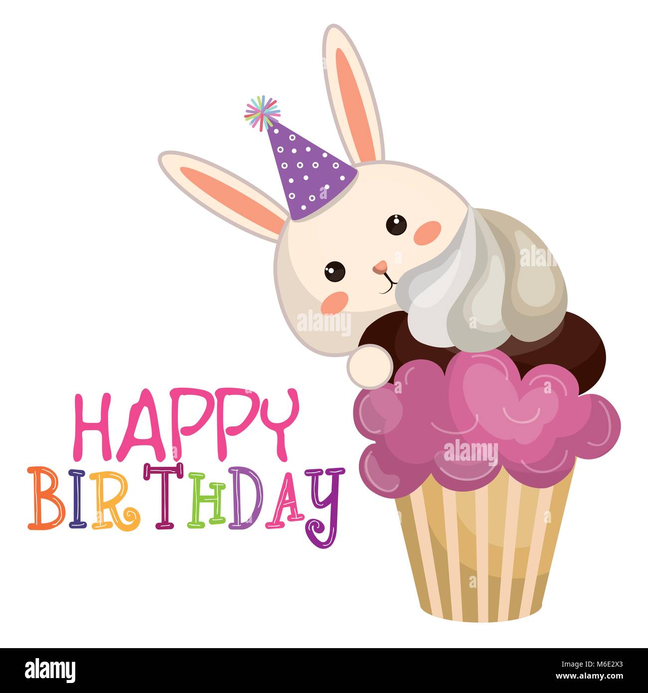 happy birthday card with bunny character Stock Vector Image & Art - Alamy