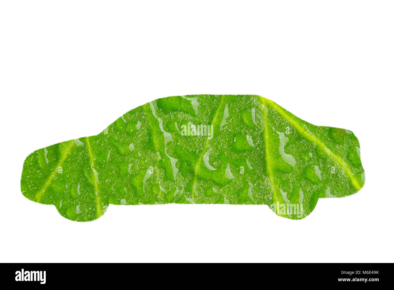 Green Car symbol from grass background, isolated on white Stock Photo