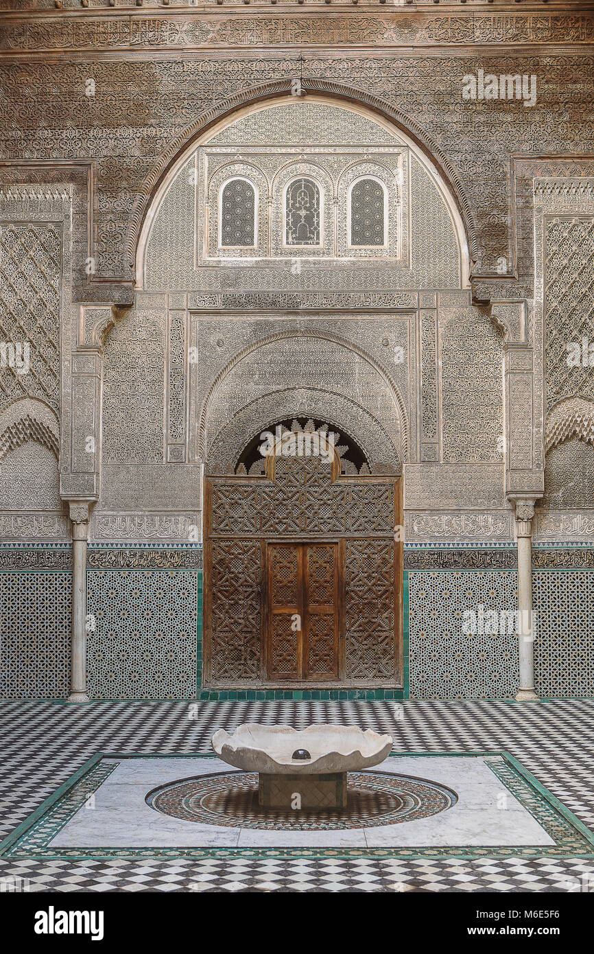 Medersa Or Madrasa El Attarine medina Fez El Bali Fez Morocco Stock