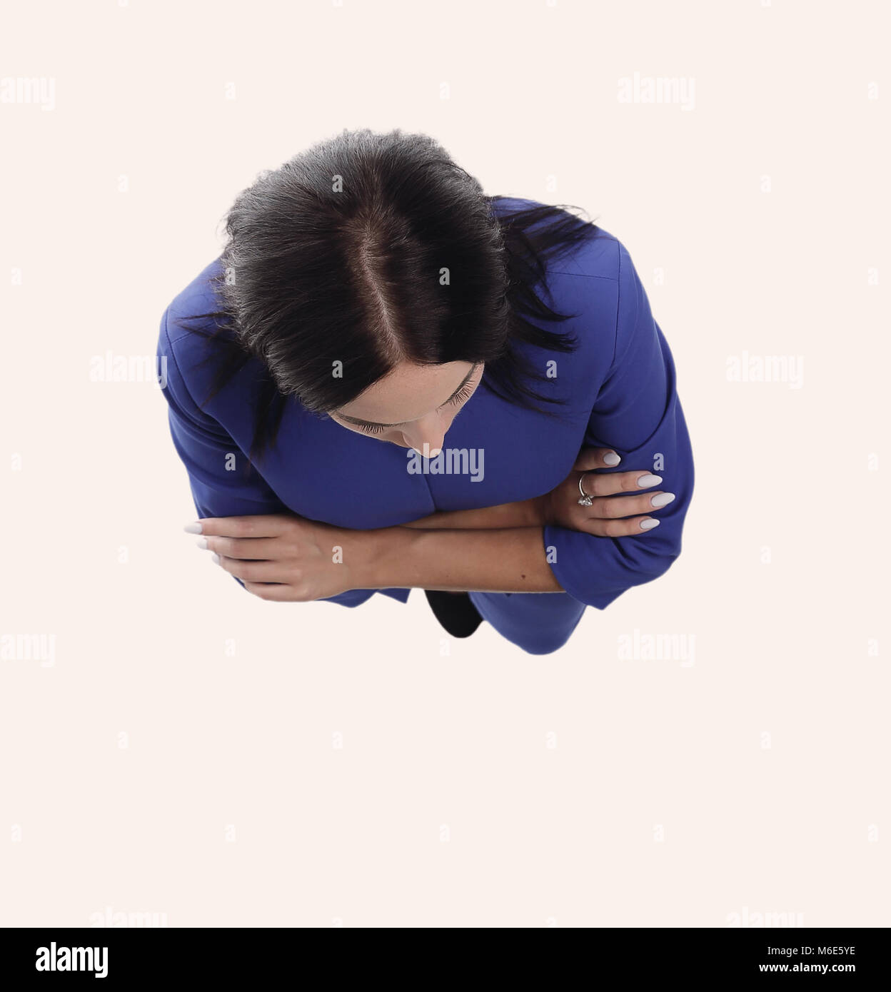 Top view of business woman. Isolated over white background Stock Photo ...