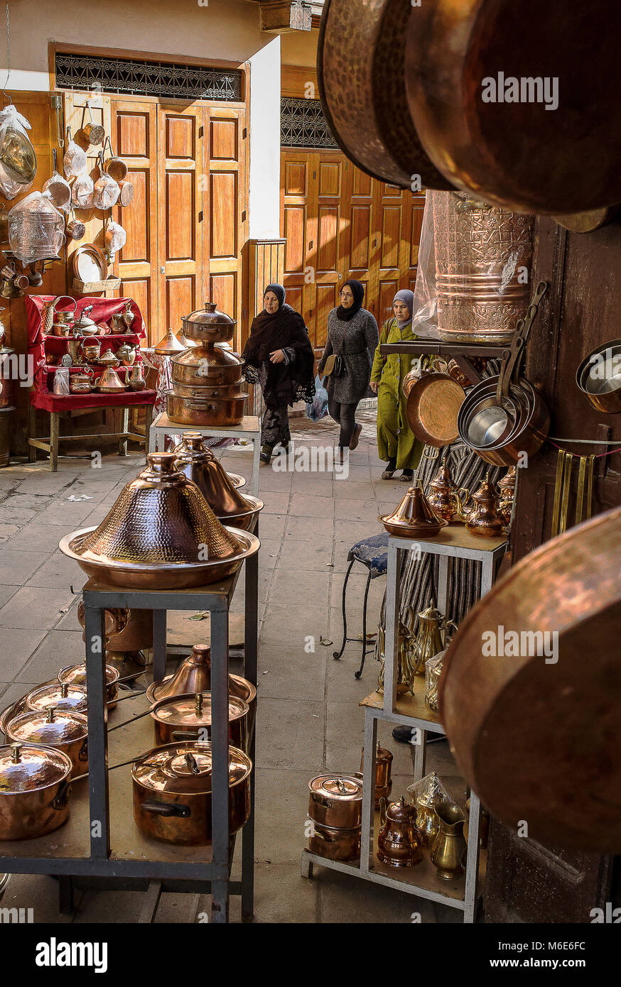 souk of brass, Place as Seffarine, medina. Fez.Morocco Stock Photo