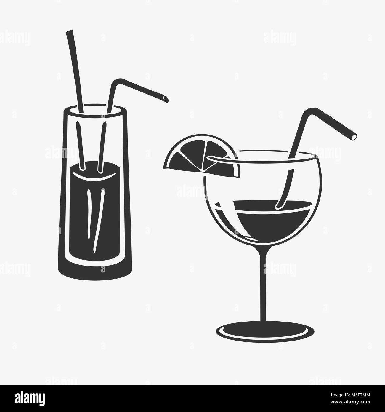 Vector Illustration Cocktail In Glass Icons Stock Vector