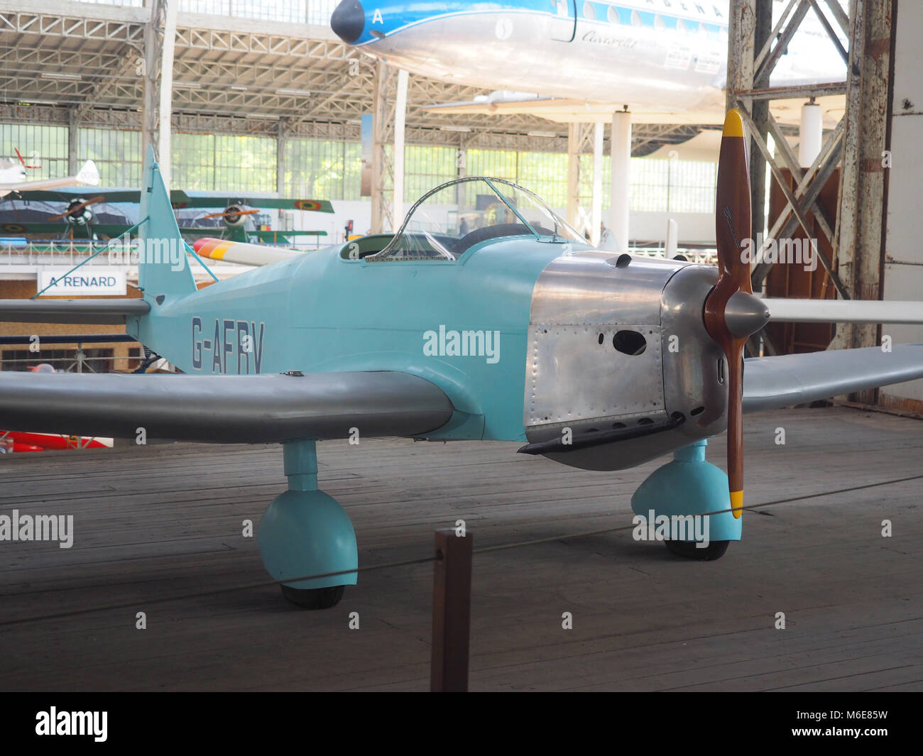 BRUSSELS, BELGIUM-OCT. 1: A Tipsy Trainer (1937) antique training airplane is seen on display at the Royal Museum of The Armed Forces and Military His Stock Photo