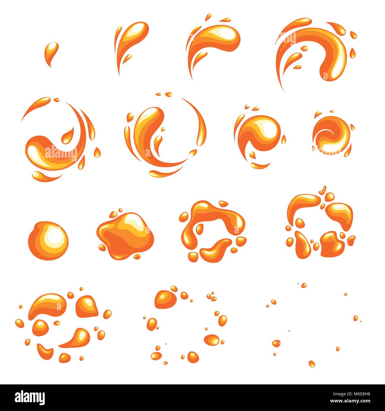 Fire explosion special effect fx animation frames sprite sheet. Vortex fire and thunder power explosion frames for flash animation in games, video and cartoon. Stock Vector