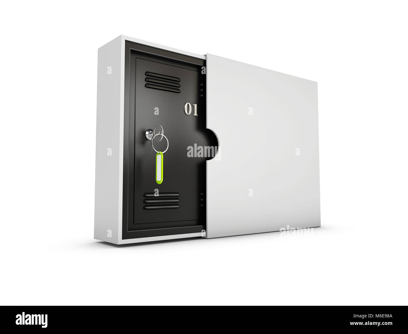 3d Illustration of safe deposit lockboxes isolated white Stock Photo
