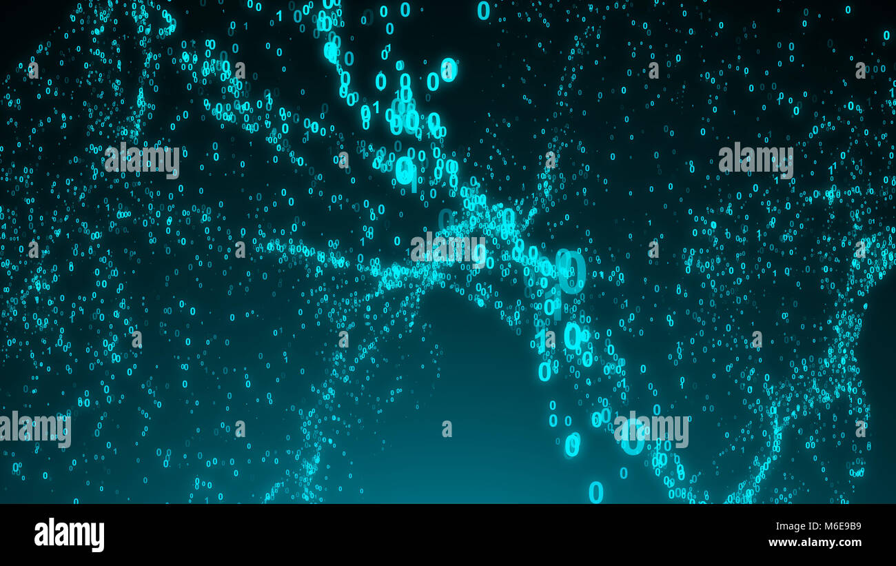 Abstract binary code background. Wave digital backdrop Stock Photo