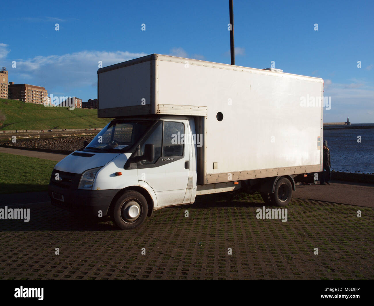 'My Life In A Van', a home away from home. A ford Transit box van used as a type of home on wheels by the owner, who wishes to remain anonymous. Stock Photo