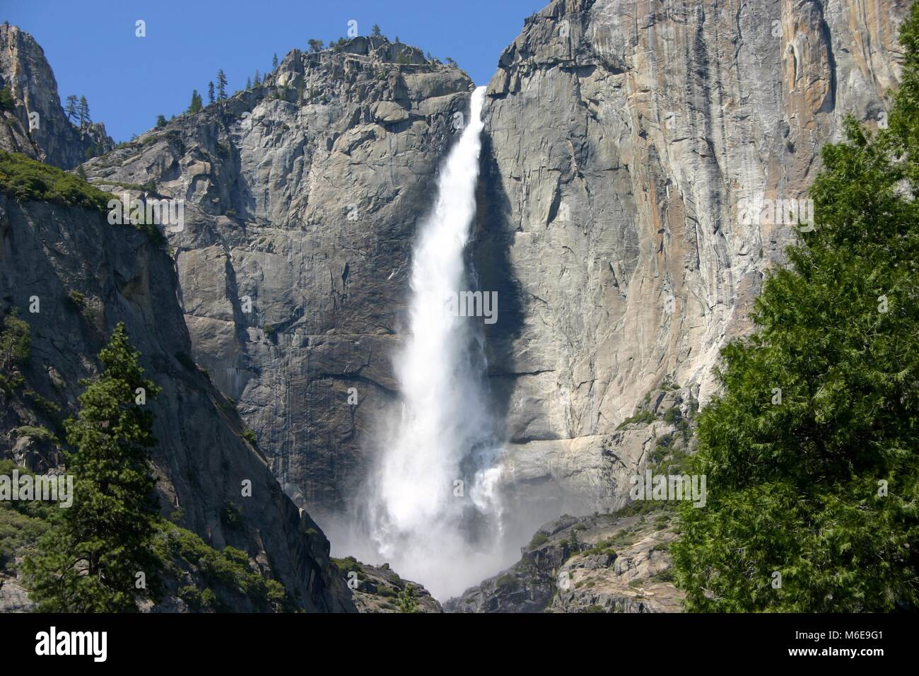 The Upper Falls, giant waterfall in Yosemite National Park, California