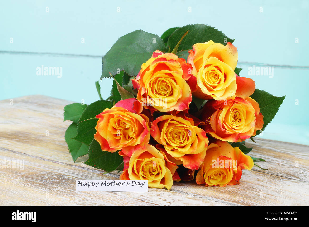 Happy Mother's day card with colorful bouquet of roses Stock Photo - Alamy