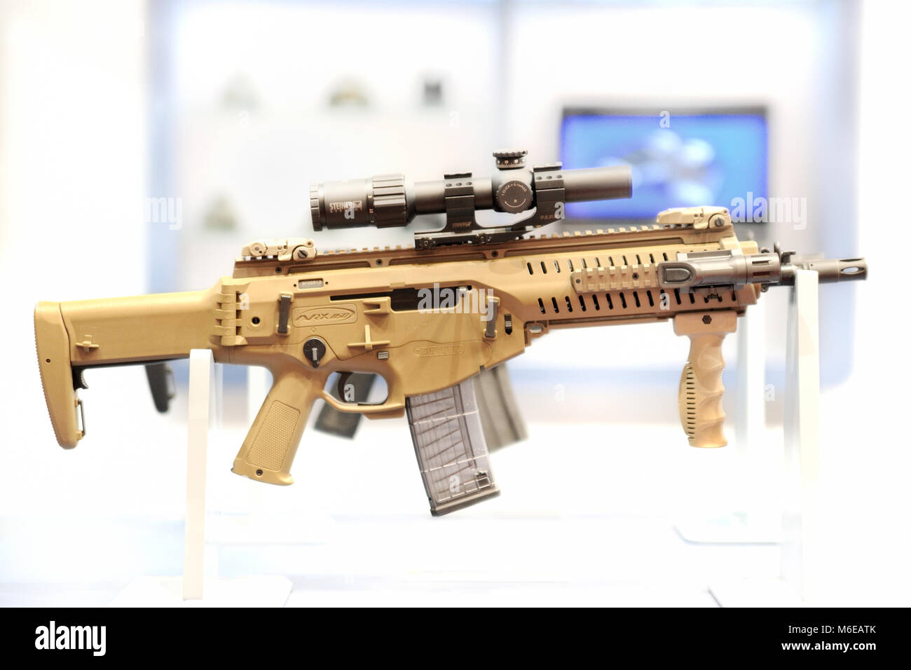 Beretta Assault Rifle desert tan ARX160 Stock Photo