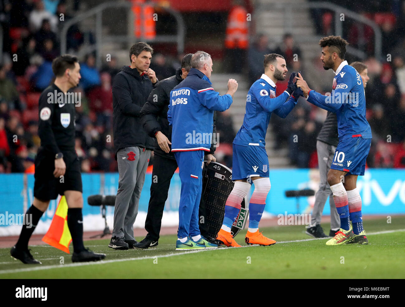 Stoke City S Eric Maxim Choupo Moting Right Is Substituted For Team Stock Photo Alamy