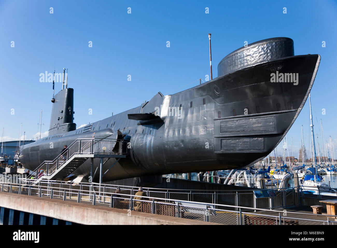 HMS Alliance, a Royal Navy A-class, Amphion-class or Acheron-class submarine. Now a memorial & museum ship at Royal Navy Submarine Museum, Gosport UK Stock Photo