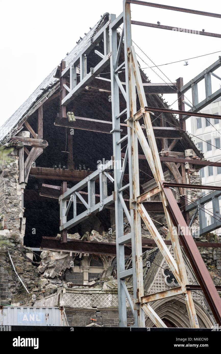 Earthquake Damage to Cathedral, Christchurch, New Zealand Stock Photo