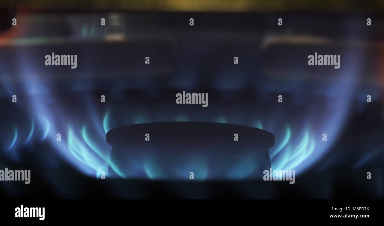 Blue flame, gas stove Stock Photo Alamy