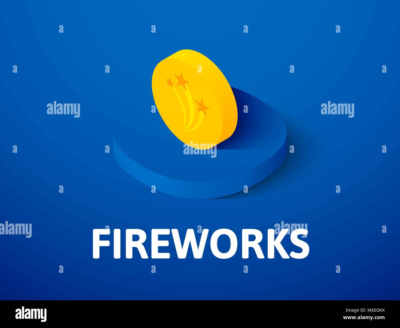 Fireworks isometric icon, isolated on color background Stock Vector