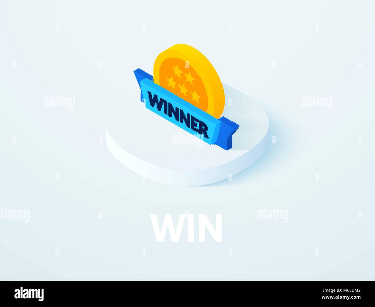Win isometric icon, isolated on color background Stock Vector