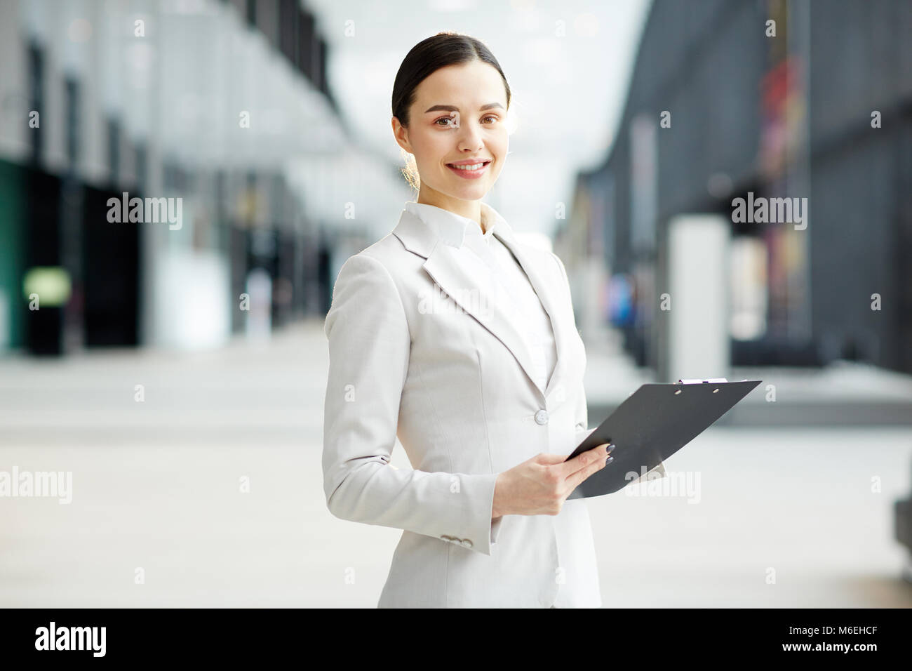 Reading financial document Stock Photo