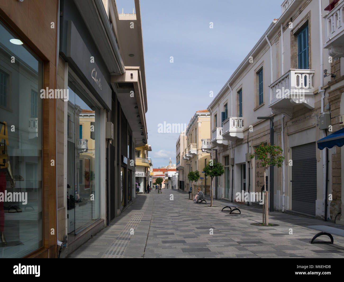 One of the pedestrianised shopping streets in the Old Market Area of Pano Pafos Upper Paphos South Cyprus in Turkish Quarter Stock Photo