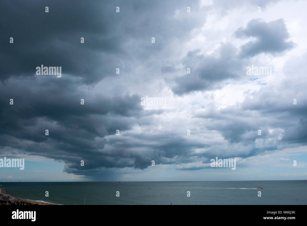 Storm clouds gathering on the coast at Ramsgate, Kent. Stock Photo