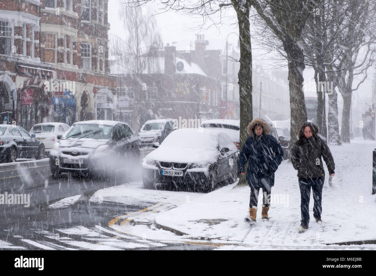 The 'Beast from the East' severe cold weather and snow end of February and beginning of March 2018 Stock Photo