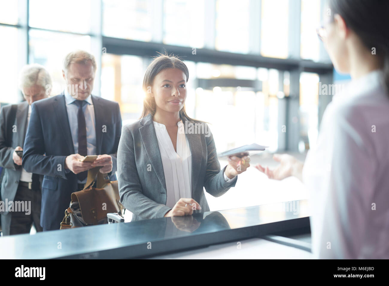Checkin before flight Stock Photo Alamy