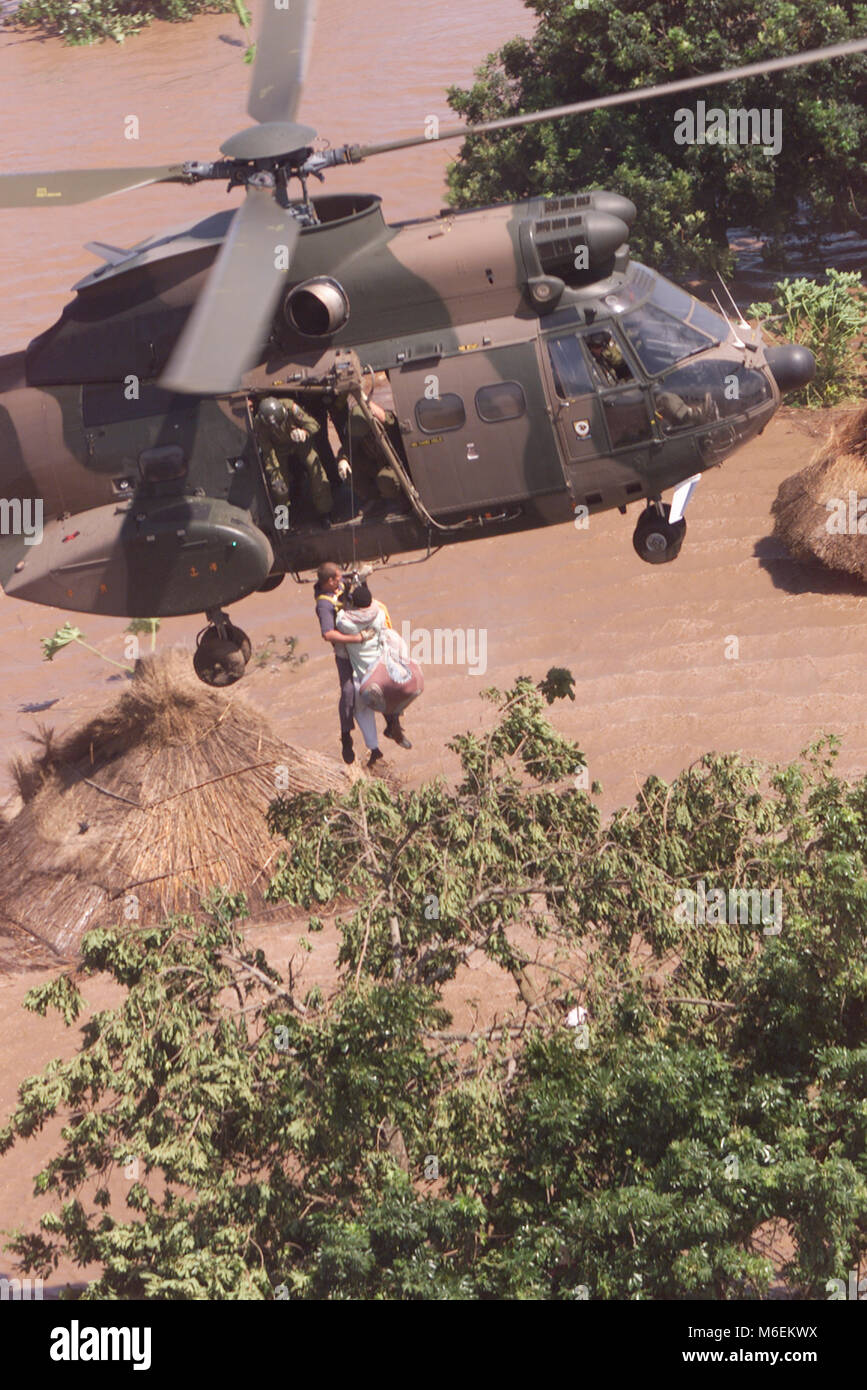 Floods in Mozambique, March 2000; A South African Air Force helicopter