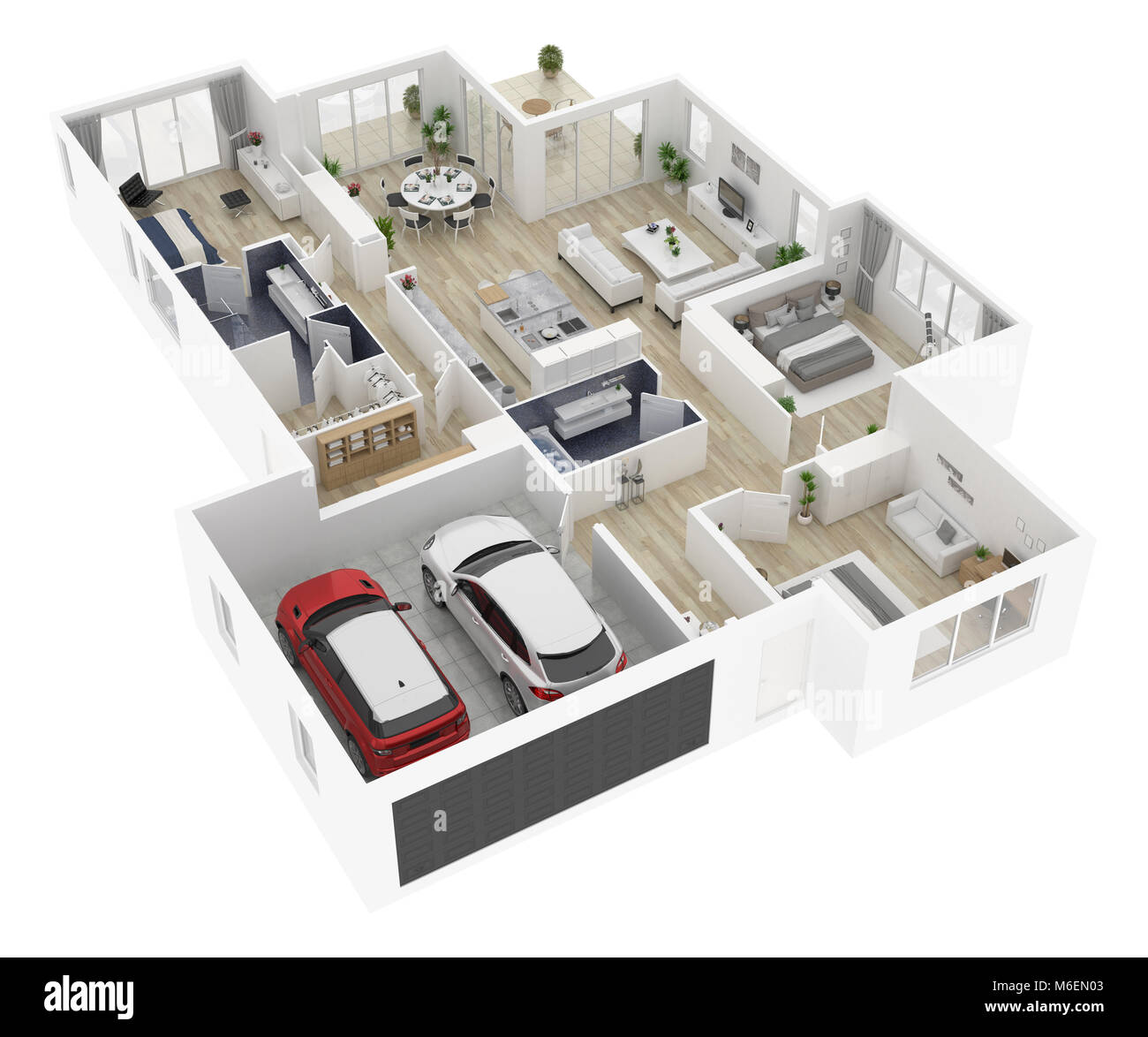 Floor plan  of a house  top  view  3D illustration Open 