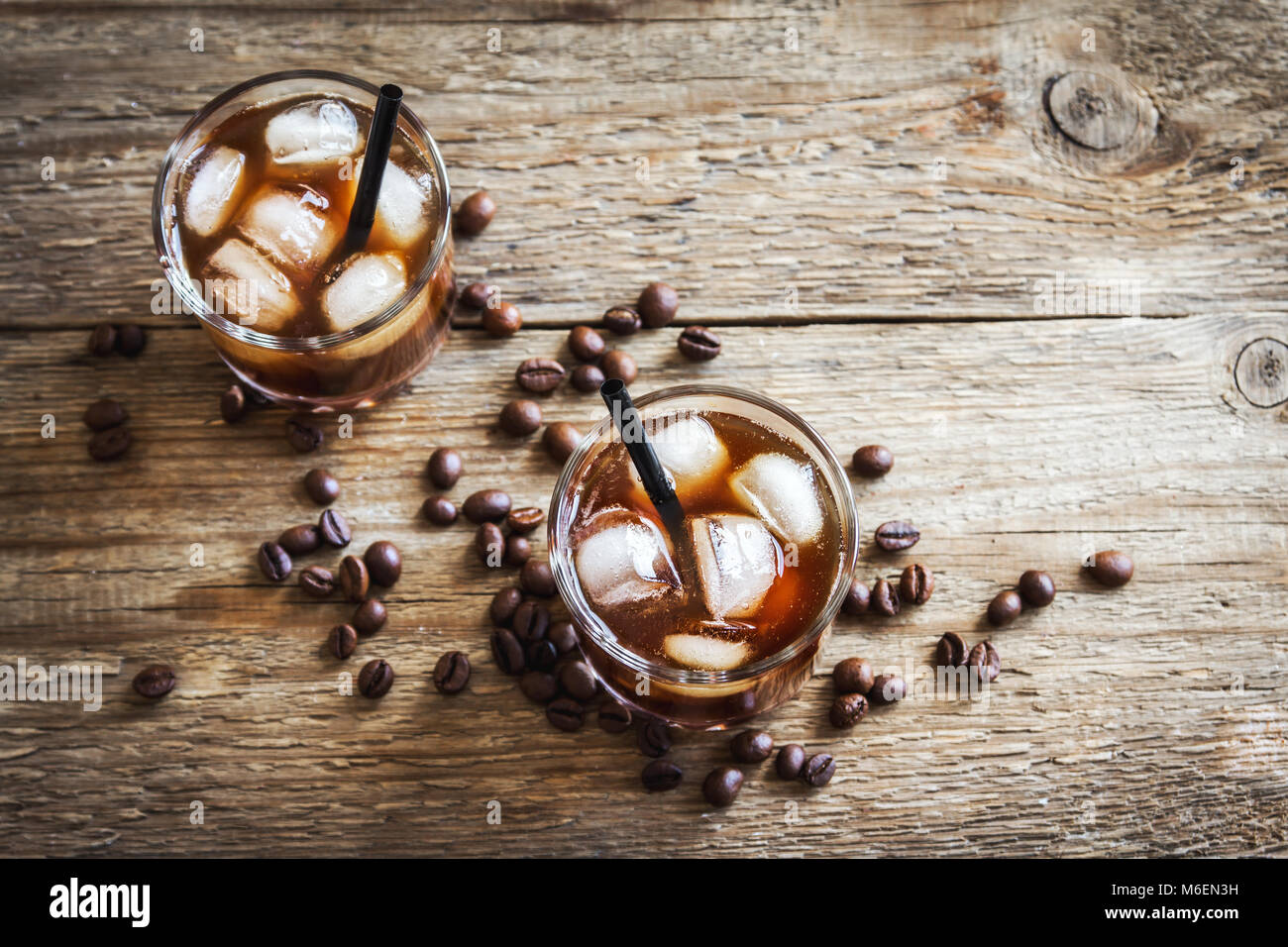 Black Russian Cocktail with Vodka and Coffee Liquor. Homemade Alcoholic Boozy Black Russian