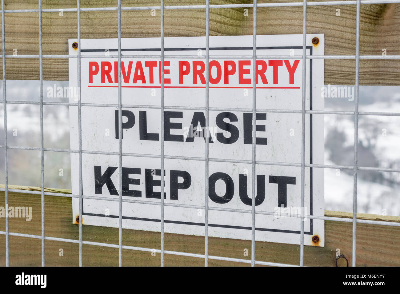 Private Property warning sign fixed to a gate Stock Photo - Alamy