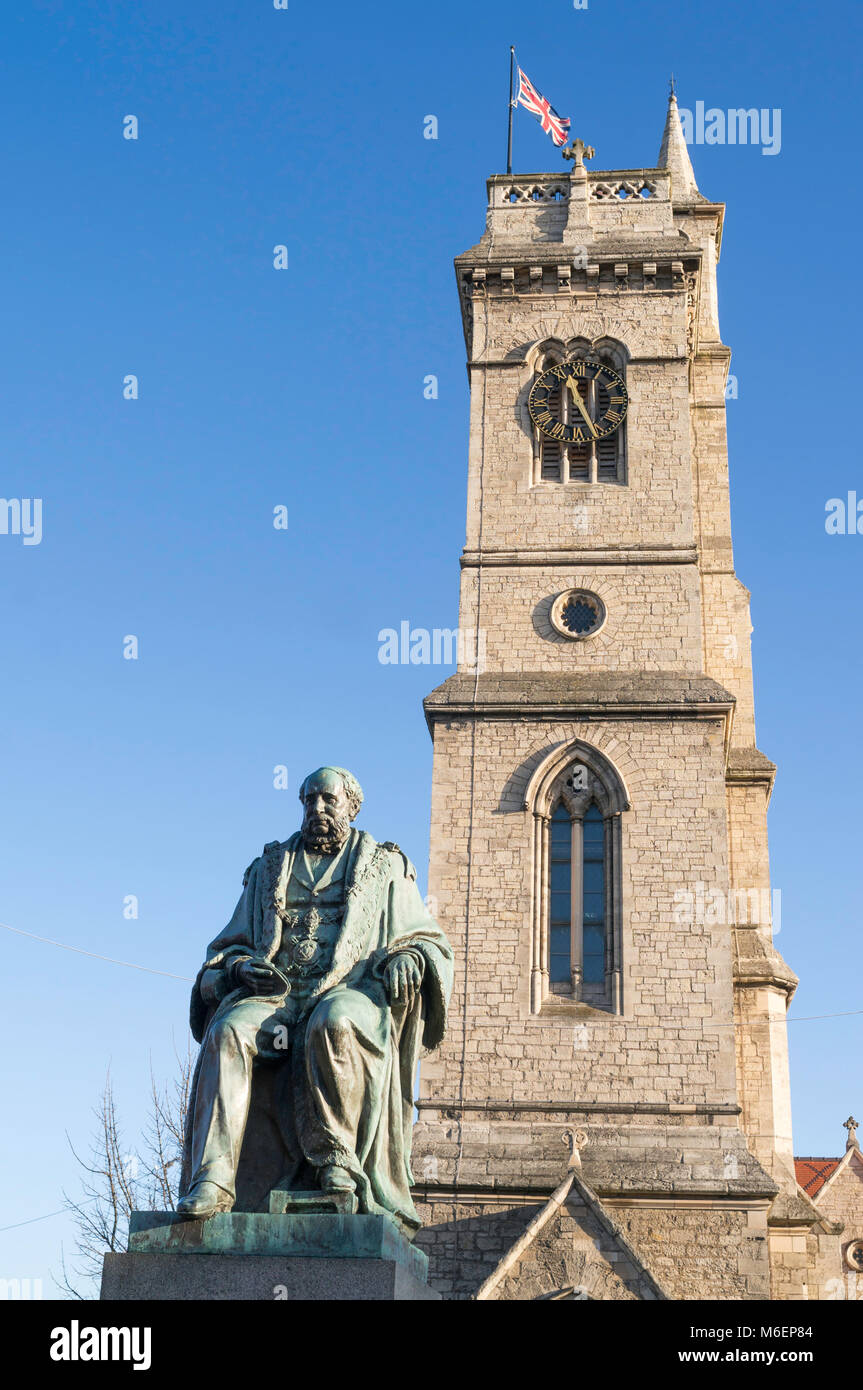 Statue of Sir William Gray outside Christ Church, now Hartlepool Tourist Information centre, north east England, UK Stock Photo