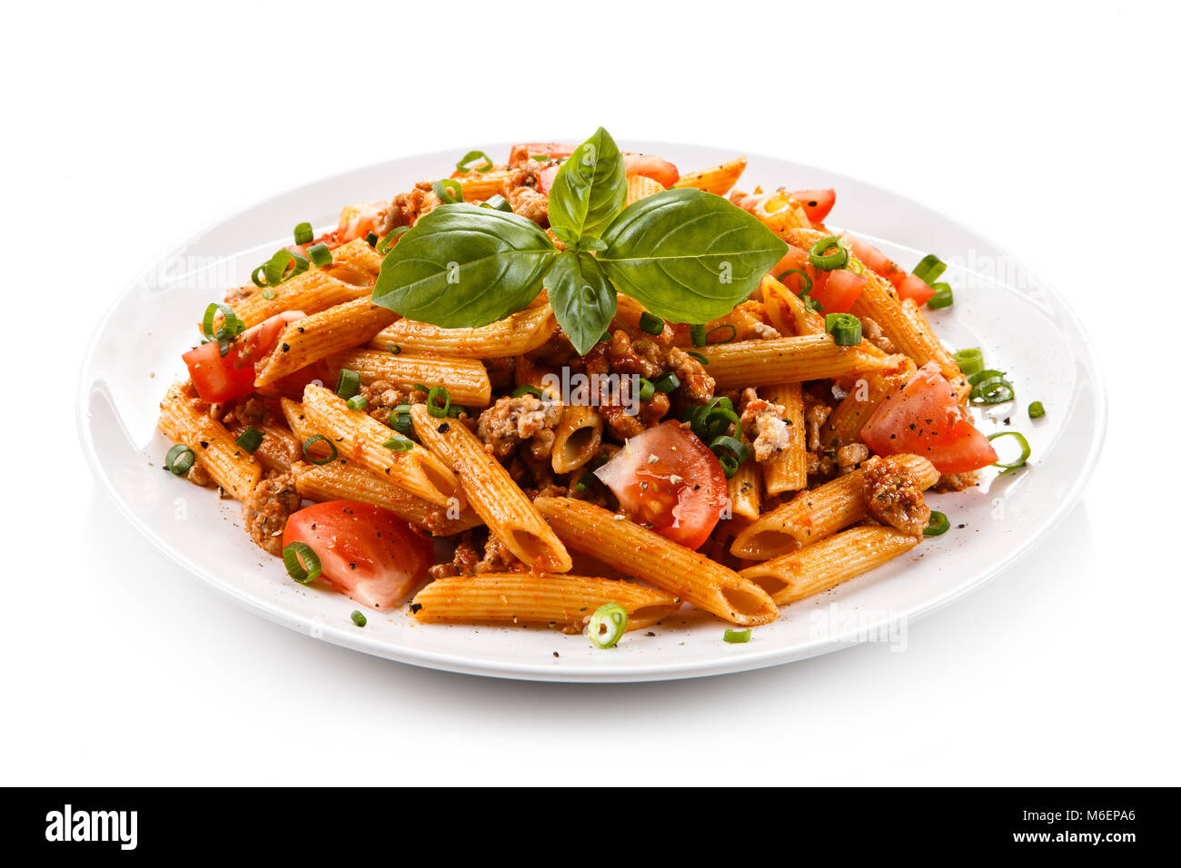 Pasta with meat and tomato sauce Stock Photo