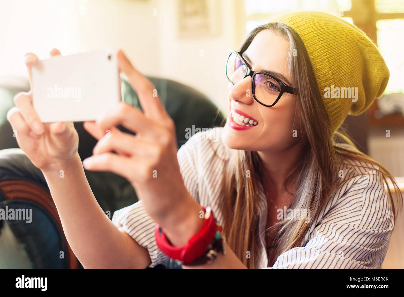Hipster selfie beautiful girl hi-res stock photography and images - Alamy