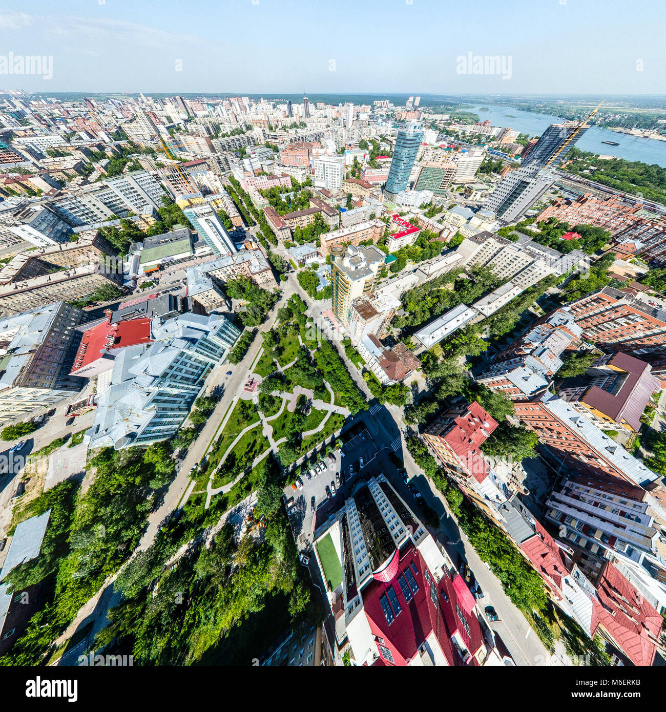 Aerial city view with roads, houses and buildings Stock Photo - Alamy