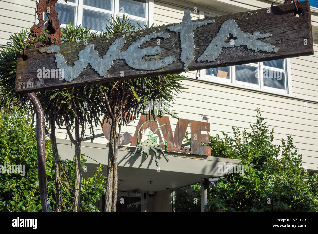 Weta Workshops Sign, Wellington, New Zealand Stock Photo