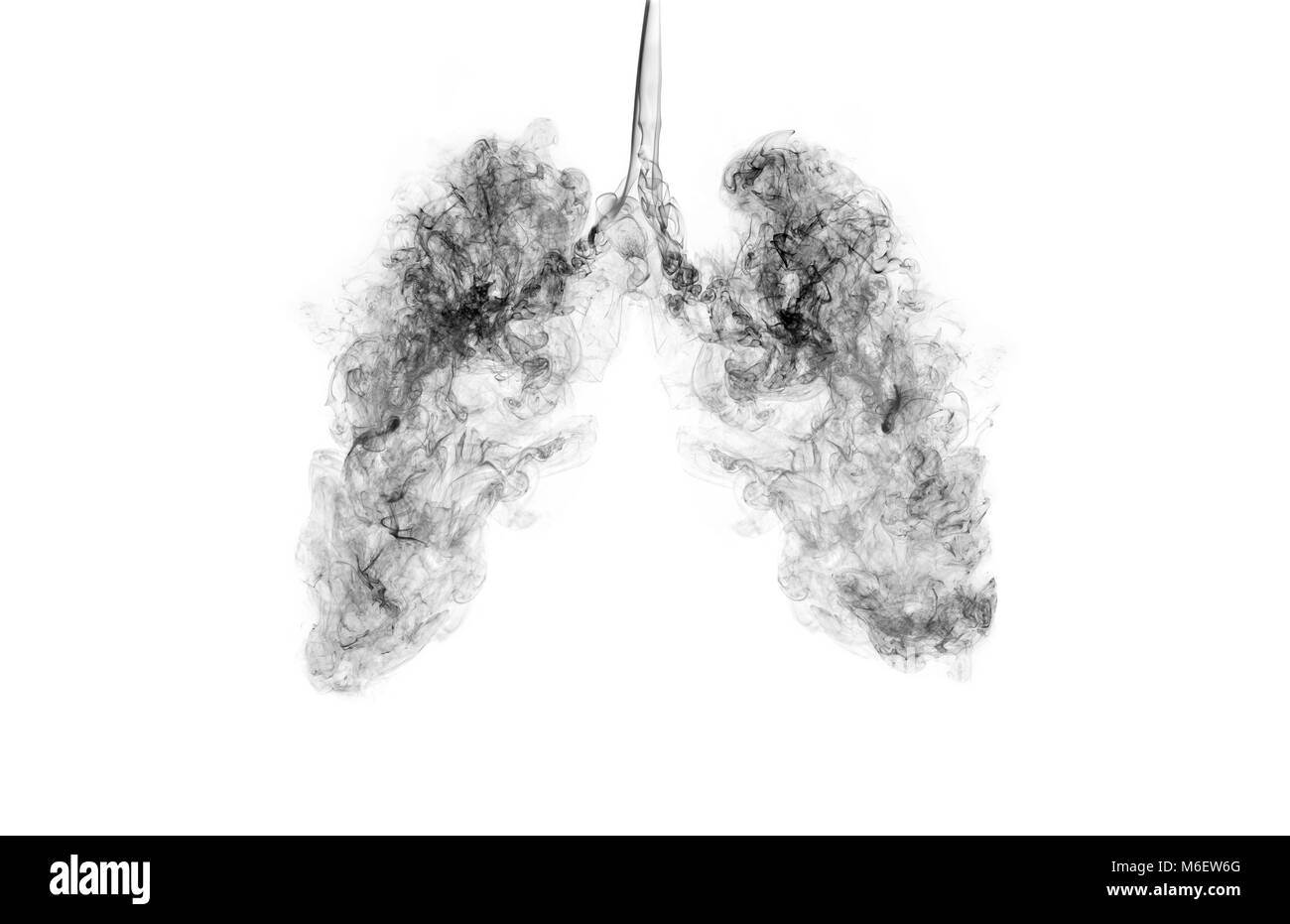 A concept image when smoke goes inside the lungs. Campaign for quitting smoking or living in a polluted area. Stock Photo