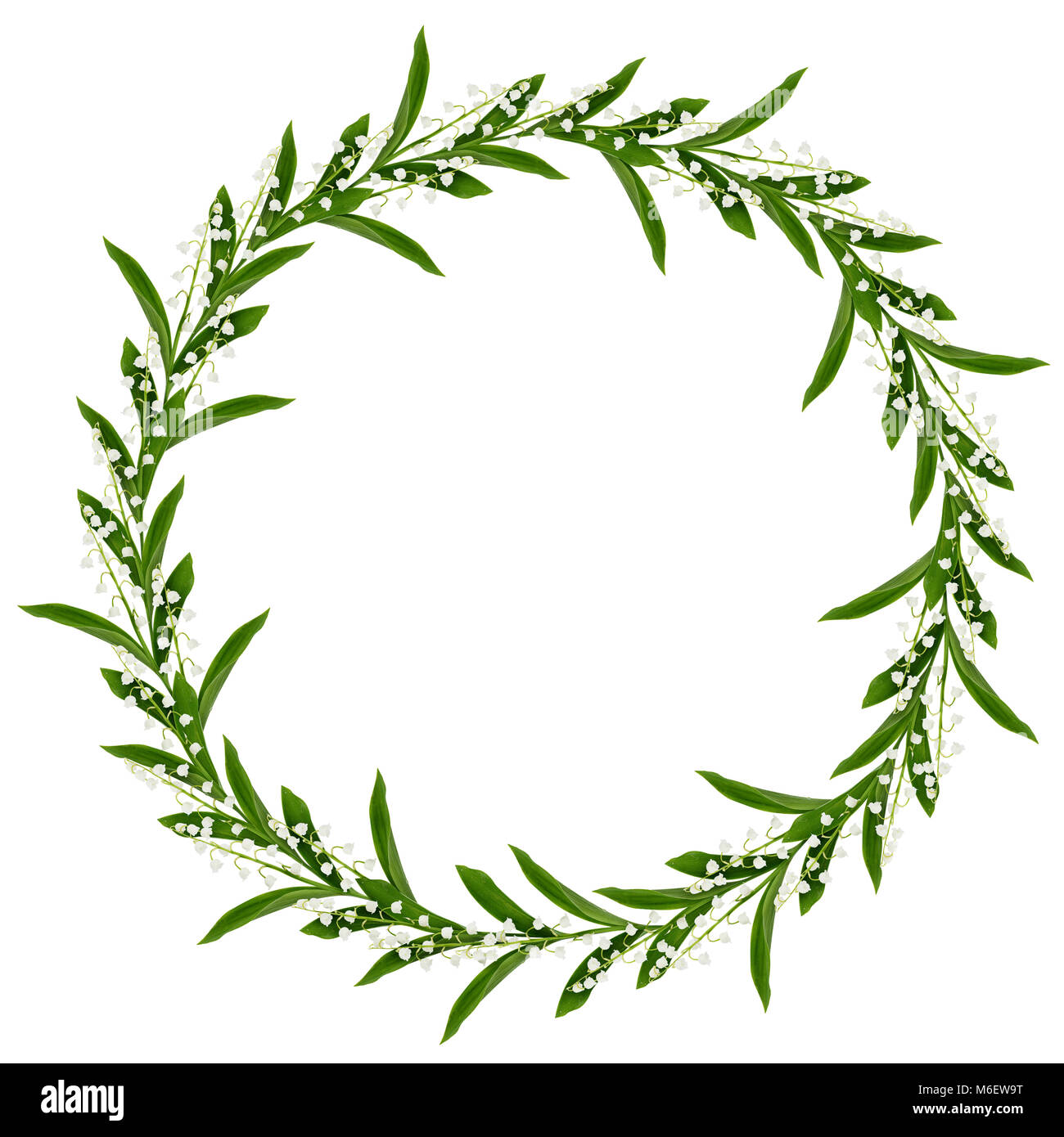 Round frame with lily of the valley flowers isolated on white Stock ...