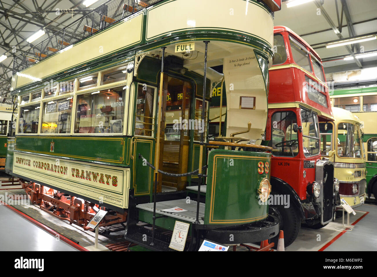No. 33 Tram from Ipswich Corporation Tramways. Ipswich Transport Museum, Suffolk, England. Stock Photo