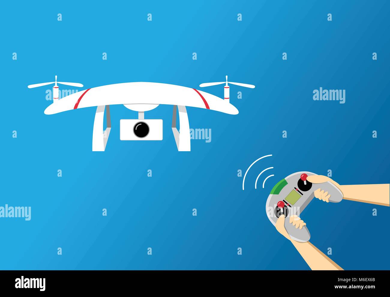 Play drone by remote controller, vector art design Stock Vector