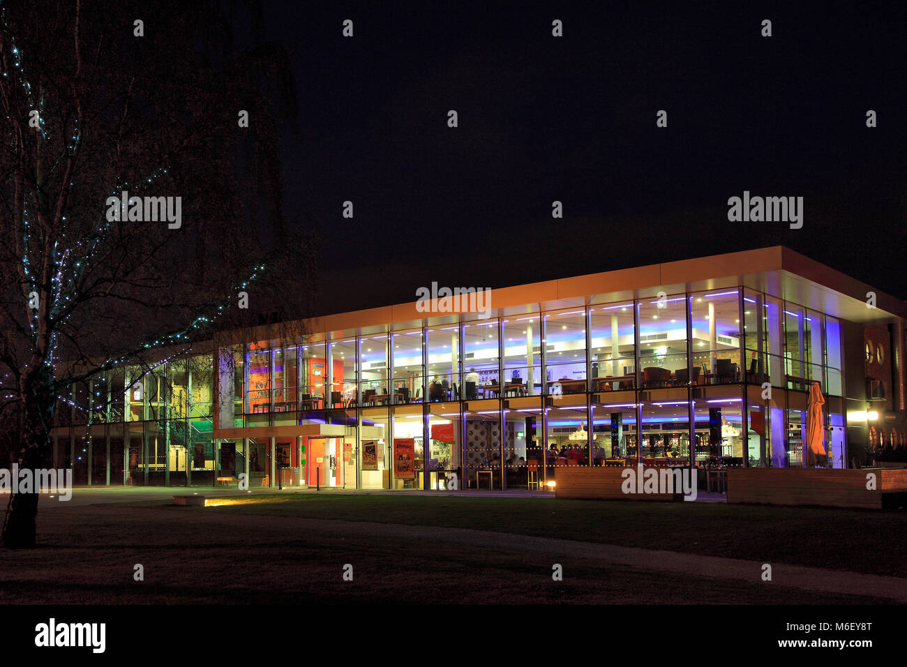 The Key Theatre at night, Peterborough embankment, Peterborough City, Cambridgeshire, England, UK Stock Photo