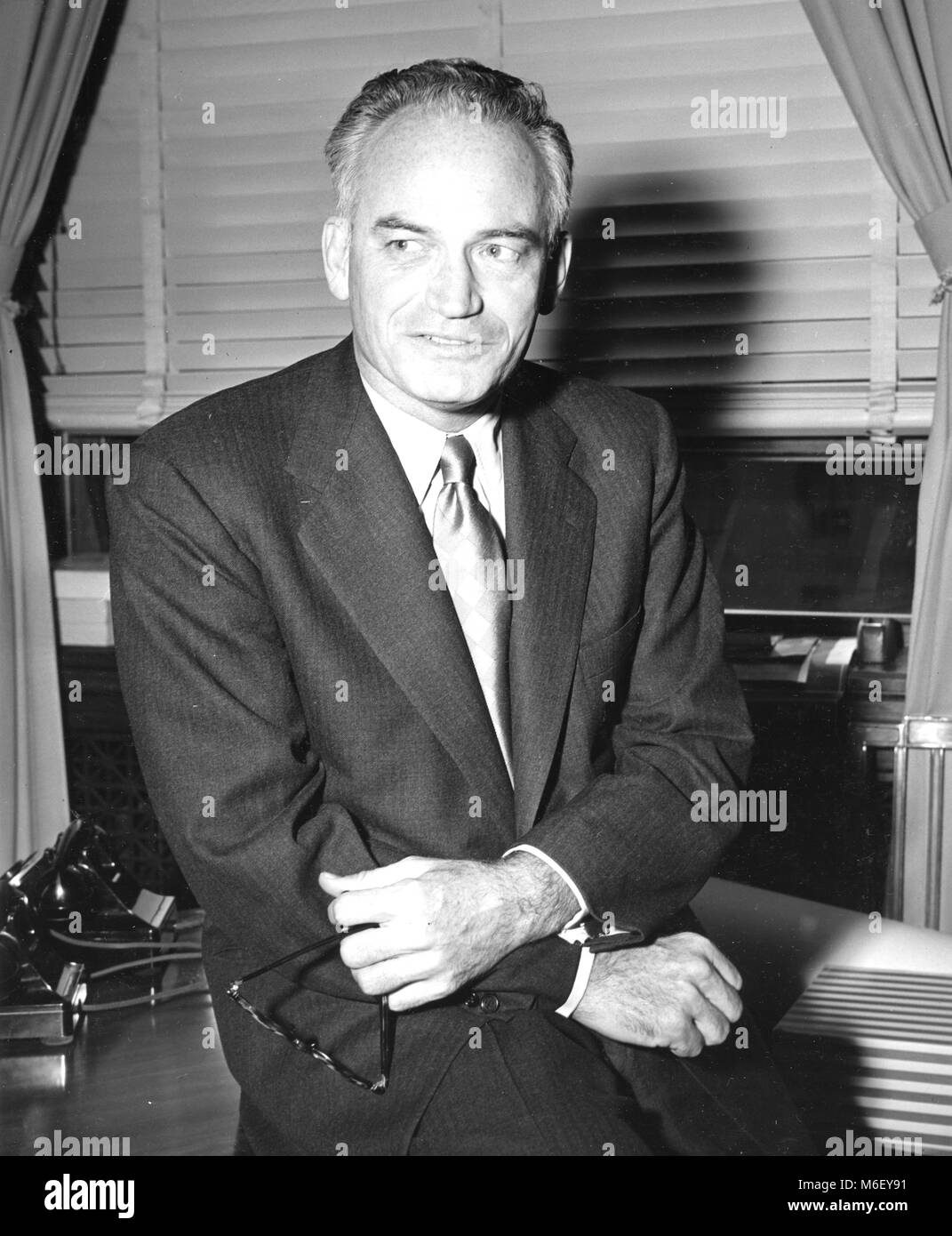 Informal portrait of Barry M Goldwater, Republican Senator from Phoenix, Arizona, Washington, DC, 02/28/1955. Stock Photo