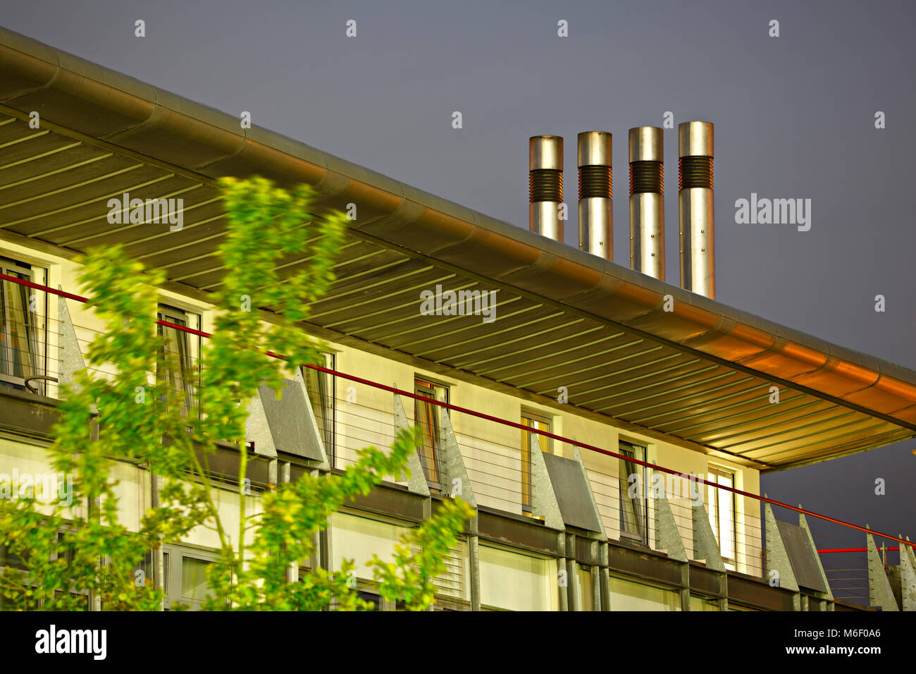 Detail shot of a modern office building at night. Stock Photo