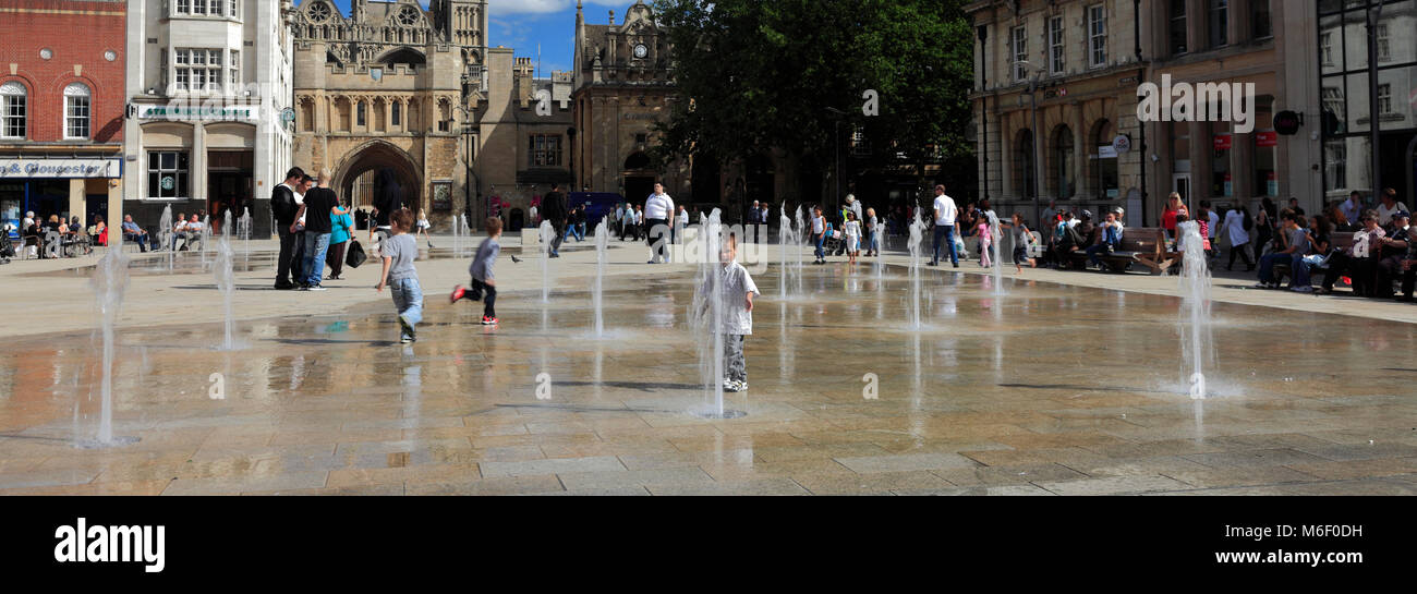 The Water Fountains in cathedral square, Peterborough City, Cambridgeshire, England, UK Stock