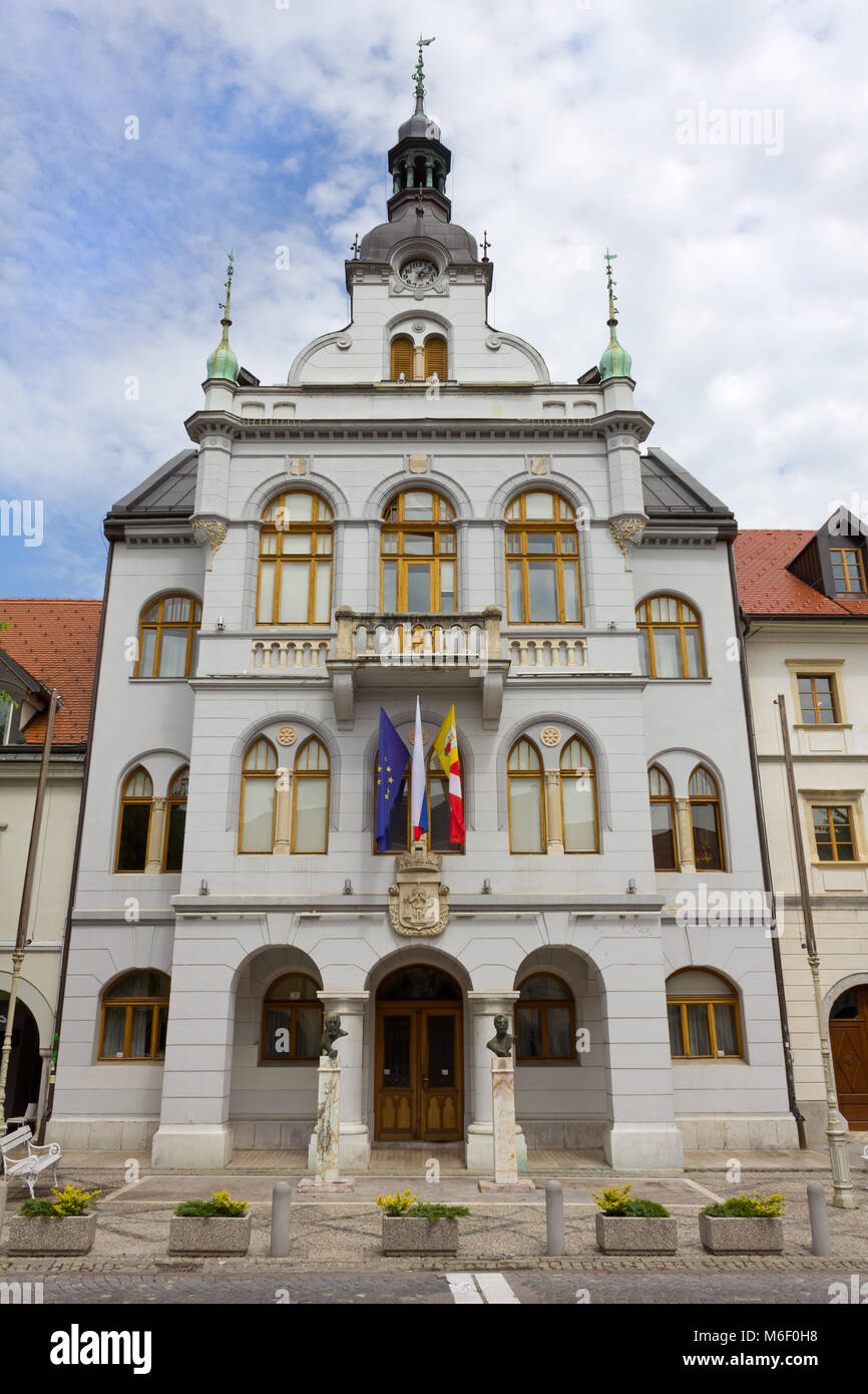 Neogothic town hall in Novo Mesto, Slovenia Stock Photo