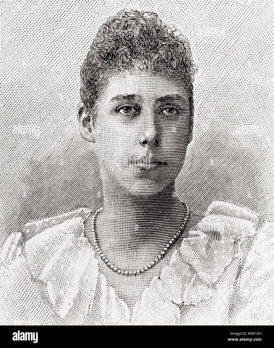 Princess Victoria Melita of Saxe-Coburg and Gotha and Edinburgh, later Grand Duchess Victoria Feodorovna of Russia, 1876 – 1936. A granddaughter of Queen Victoria of the United Kingdom and Emperor Alexander II of Russia.  From The Strand Magazine, published January to June, 1894. Stock Photo