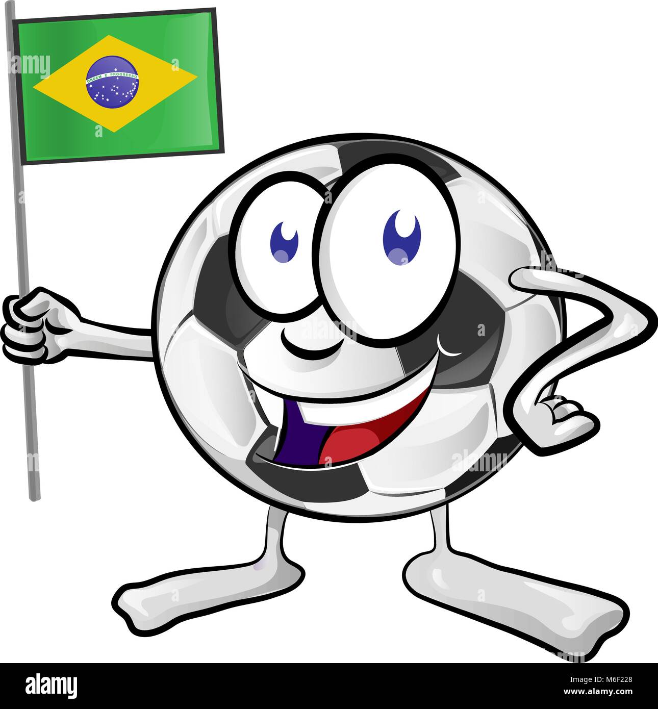 soccer ball cartoon with brazil flag isolated on white Stock Vector